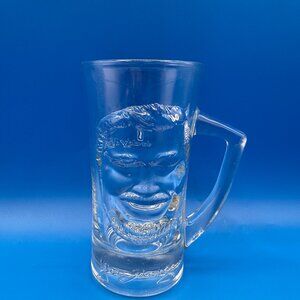 Vintage 1970s Big Daddy Joe Flanigan's Beer Mug, Raised Face Glass Stein